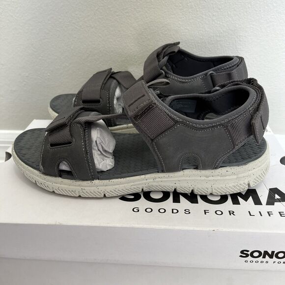 Sonoma Goods For Life® Joshuah Men's Sport Sandals Charcoal Size 10 NIB Fishing - Picture 2 of 6